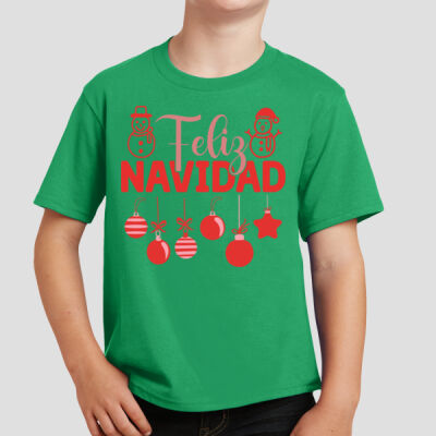 Youth T-Shirt - Winter Holidays - Feliz Festive - Red Thumbnail