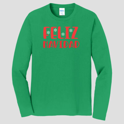  Adult Long Sleeve Shirt - Winter Holidays - Feliz Navidad - Red Thumbnail