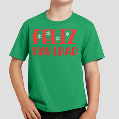  Youth T-Shirt - Winter Holidays - Feliz Navidad - Red Thumbnail