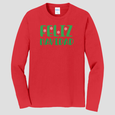 Adult Long Sleeve Shirt - Winter Holidays - Feliz Navidad - Green Thumbnail