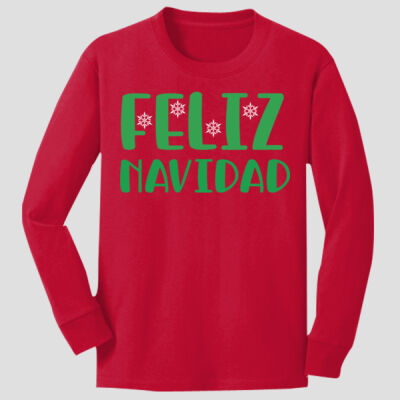 Youth Long Sleeve Shirt - Winter Holidays - Feliz Navidad - Green Thumbnail