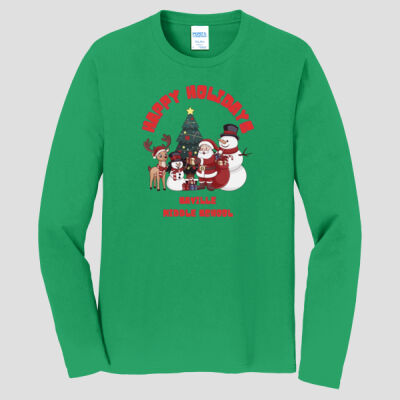 Adult Long Sleeve Shirt - Winter Holidays - Happy Holidays - Red Thumbnail