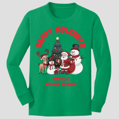 Youth Long Sleeve Shirt - Winter Holidays - Happy Holidays - Red Thumbnail