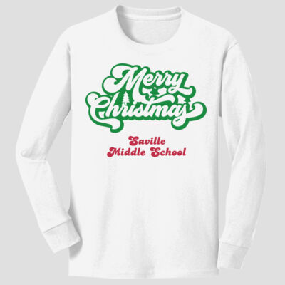 Youth Long Sleeve Shirt - Winter Holidays - Merry Christmas - Green & Red Thumbnail