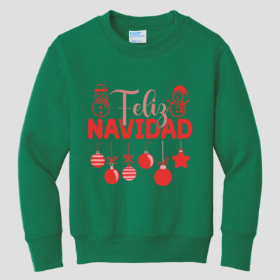 Youth Crewneck - Winter Holidays - Feliz Festive - Red Thumbnail